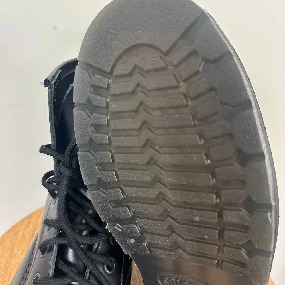 Solovair Hi-Shine 8 Eye Mens Black Leather Suspension Soles 7.5 US Derby Boots